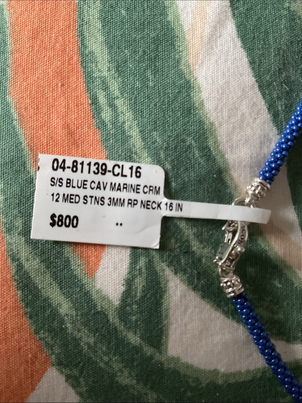LAGOS Royal Blue Beaded Collar Necklace with Silver Accents - Picture 4 of 4